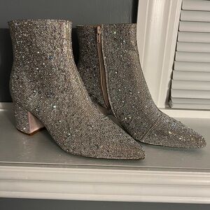 Betsey Johnson Glittering Silver Ankle Boots